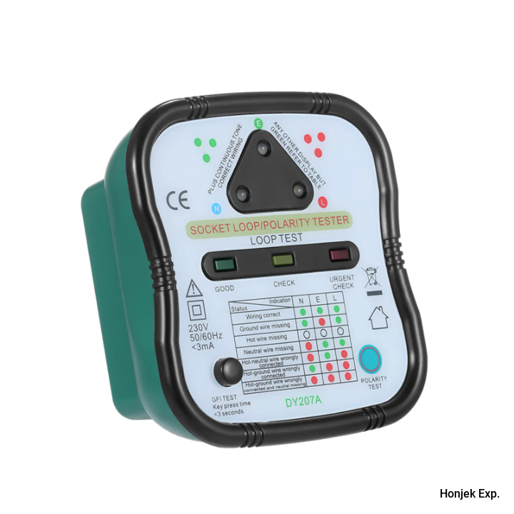 DY207A Socket Tester Mains Wiring  Electrical Polarity Detector Socket Outlet Tester Loop RCD Check Smart Socket Tester